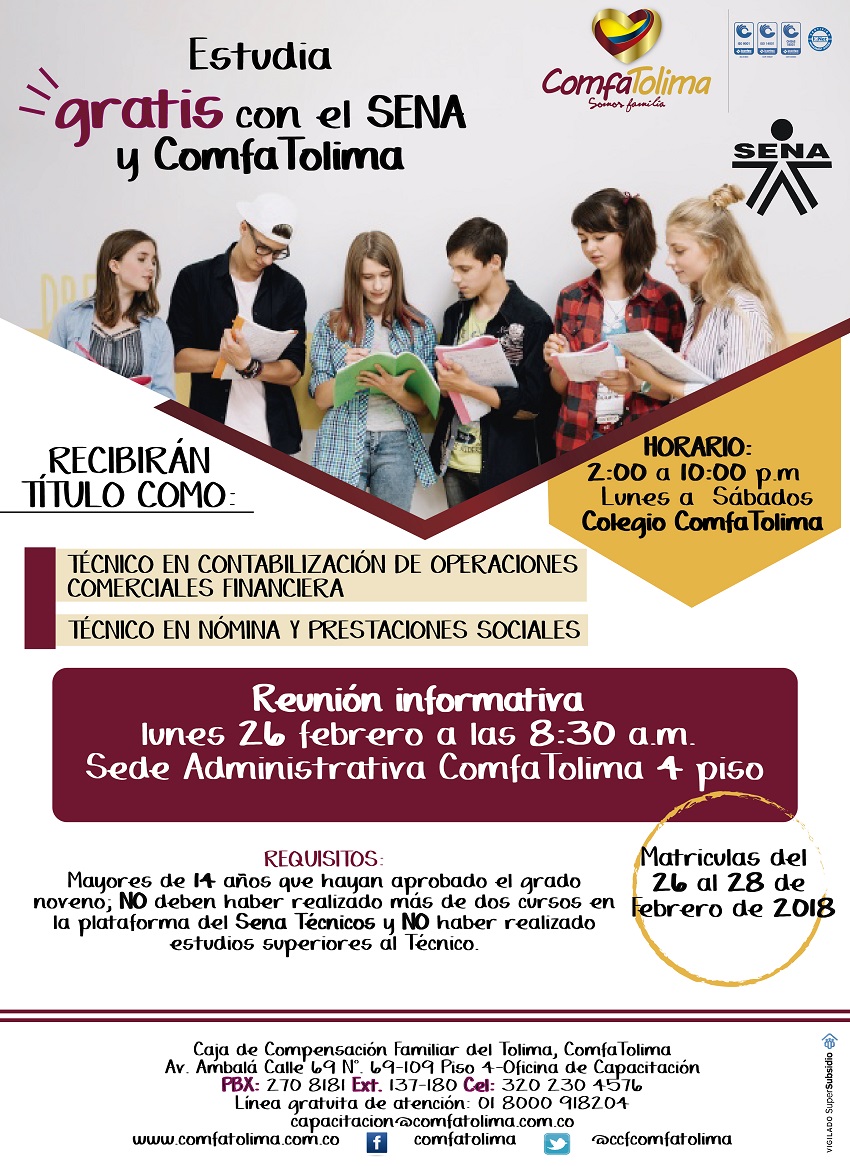 Cuesos técnicos ComfaTolima SENA