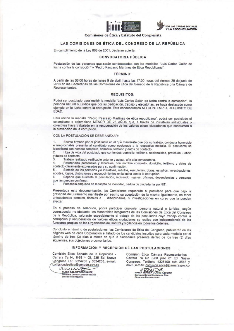 Convocatoria Lucha contra La corrupción